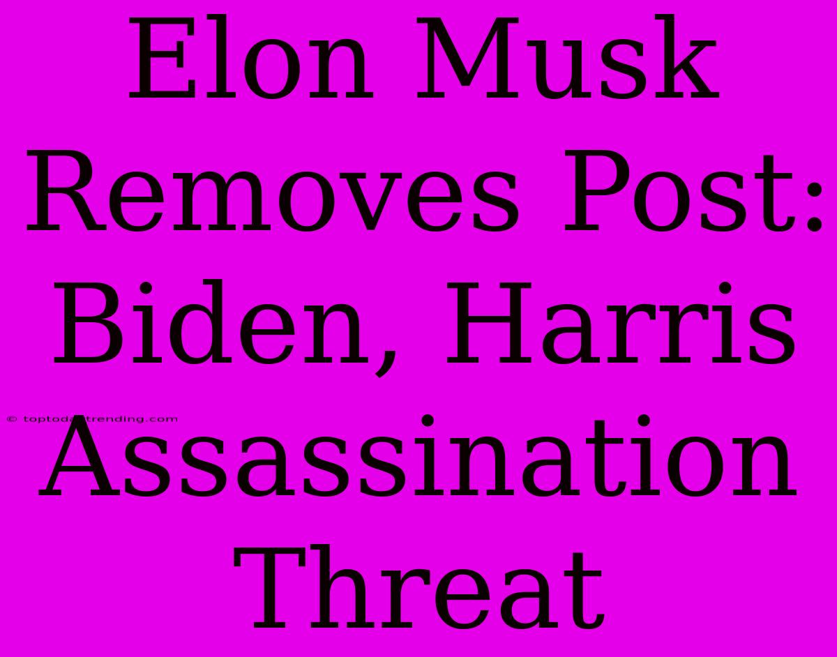 Elon Musk Removes Post: Biden, Harris Assassination Threat