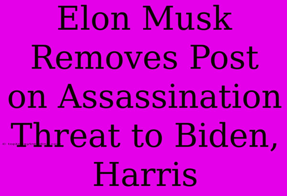 Elon Musk Removes Post On Assassination Threat To Biden, Harris