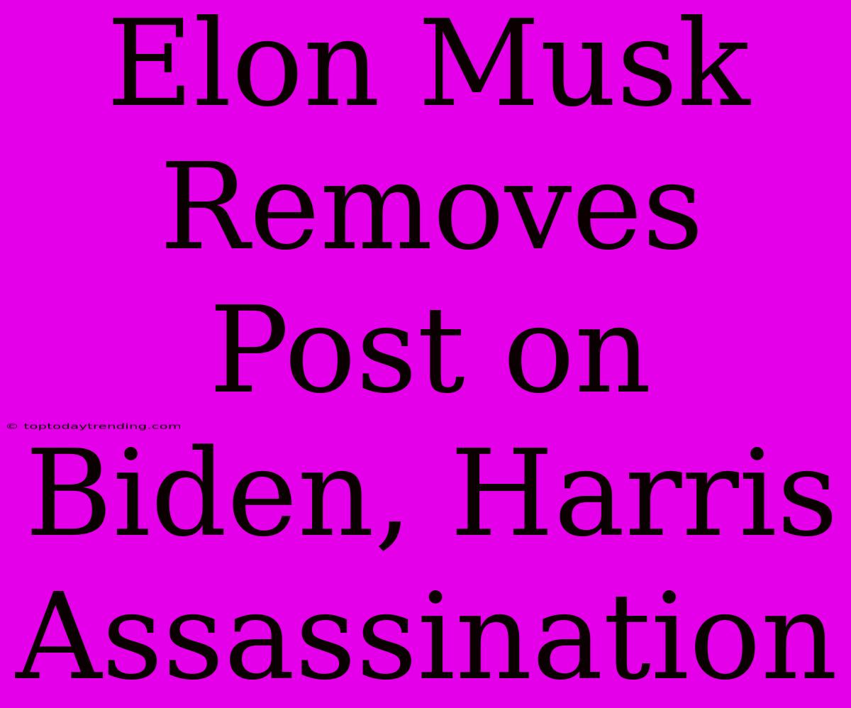 Elon Musk Removes Post On Biden, Harris Assassination