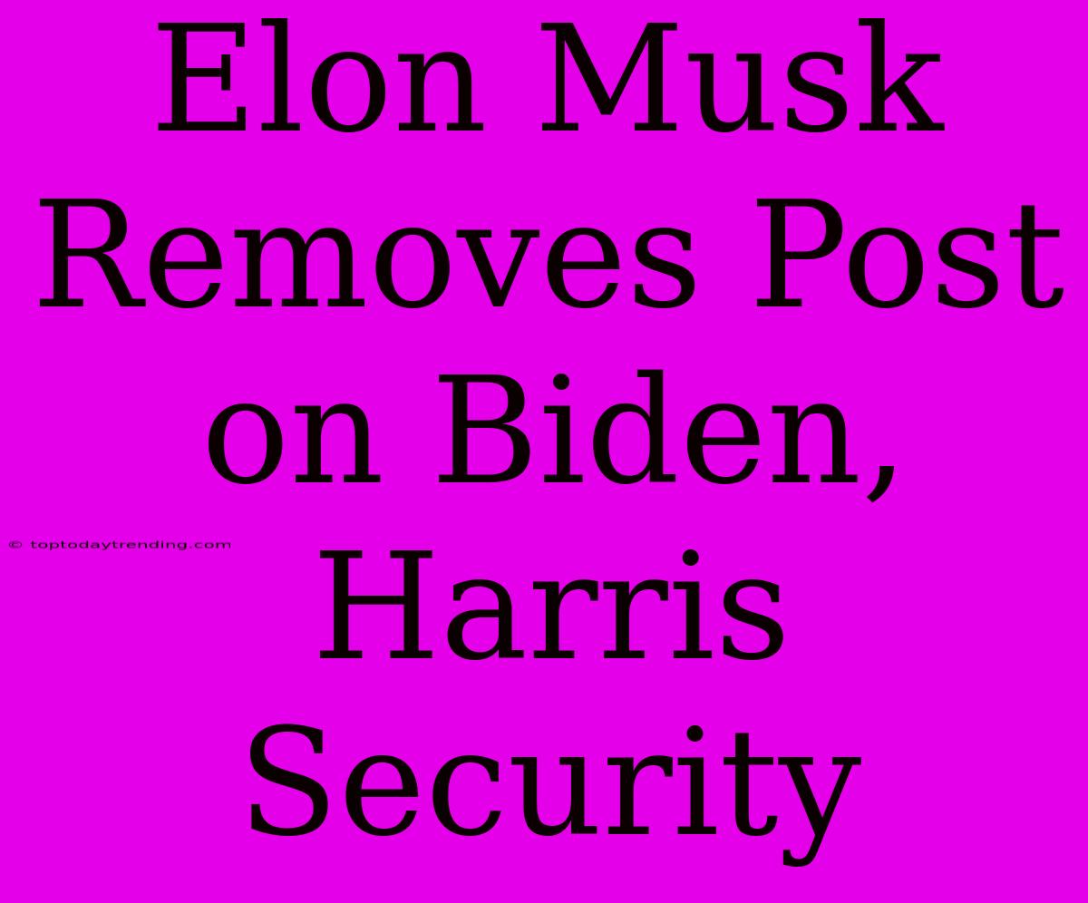 Elon Musk Removes Post On Biden, Harris Security