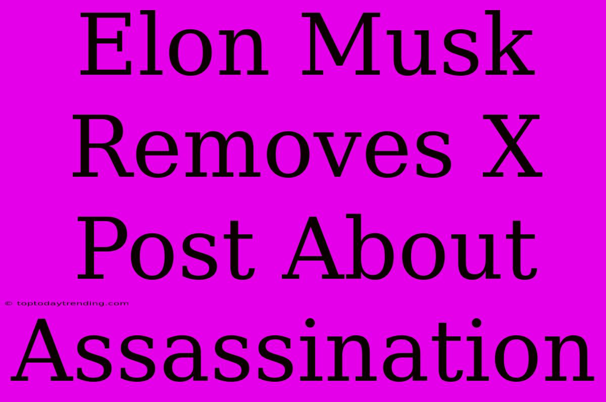 Elon Musk Removes X Post About Assassination