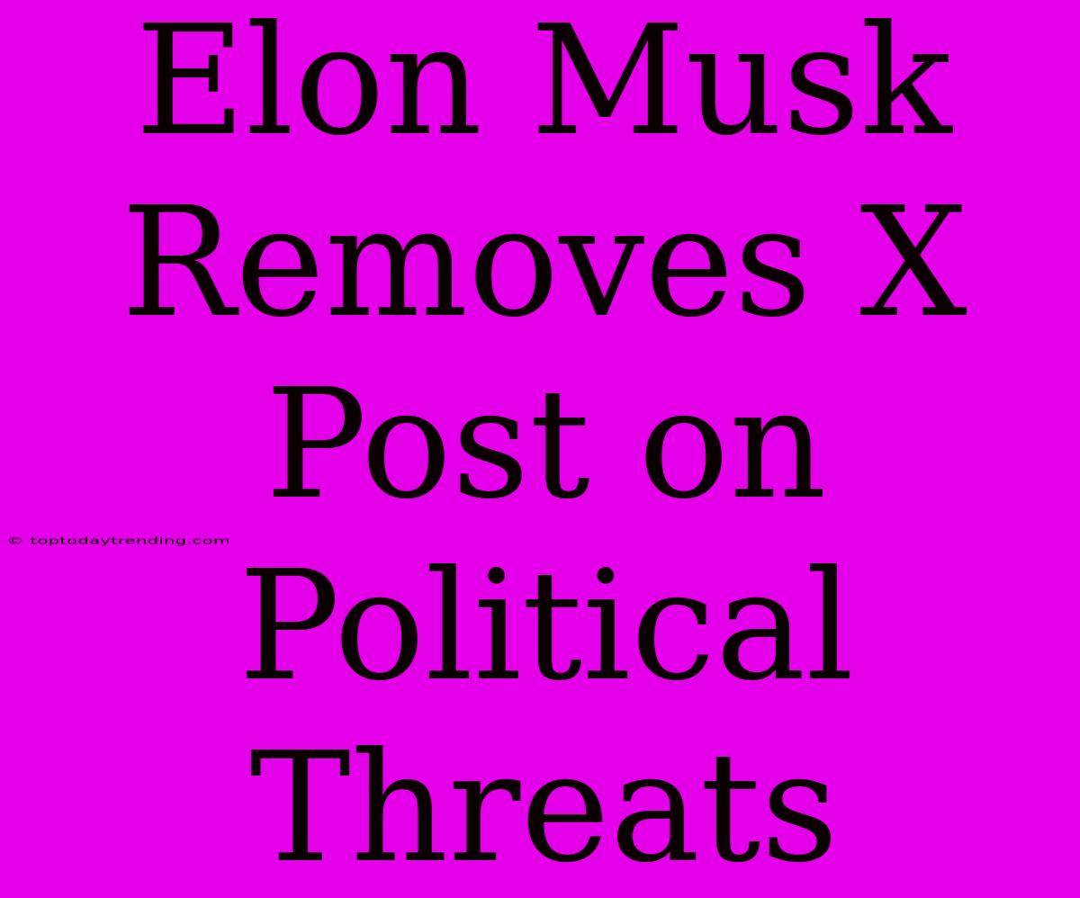 Elon Musk Removes X Post On Political Threats