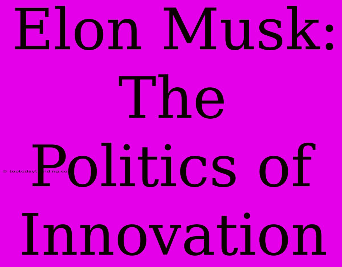 Elon Musk: The Politics Of Innovation