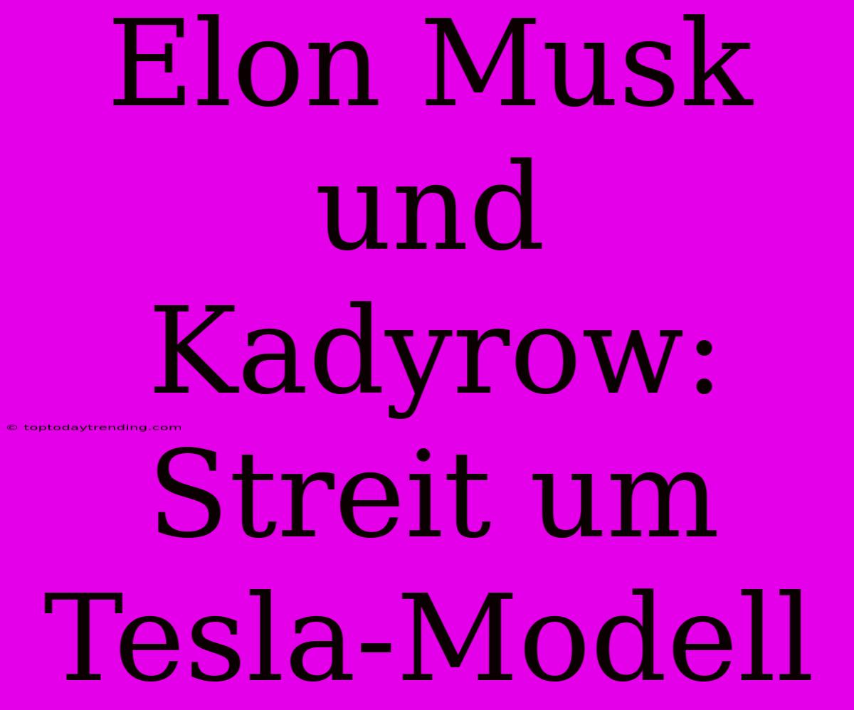 Elon Musk Und Kadyrow: Streit Um Tesla-Modell