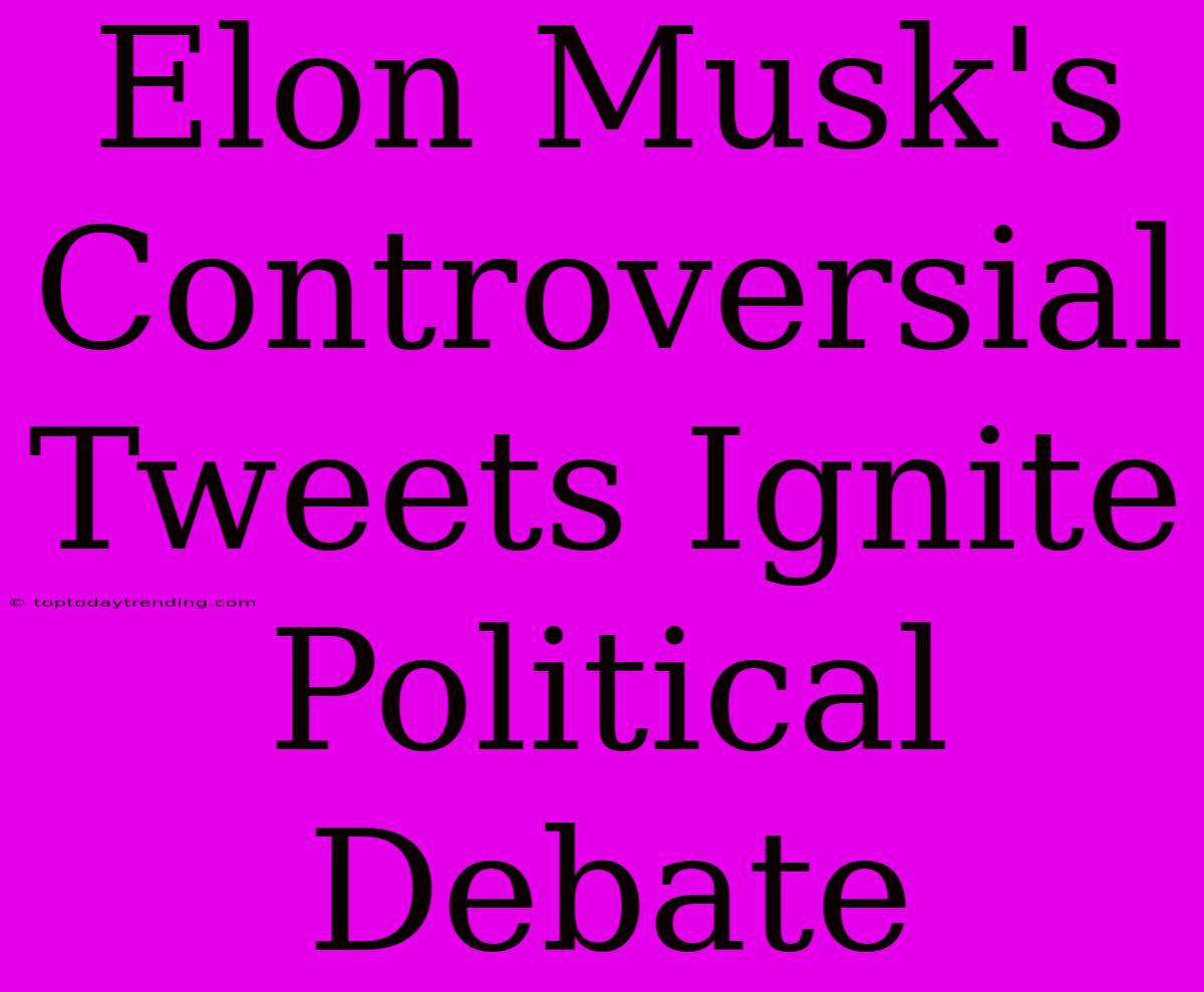 Elon Musk's Controversial Tweets Ignite Political Debate