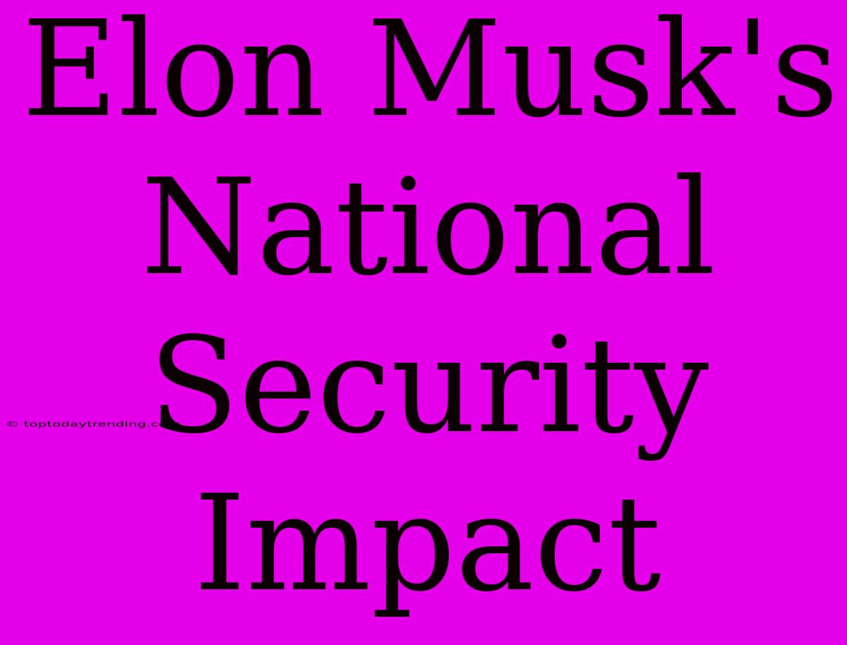 Elon Musk's National Security Impact