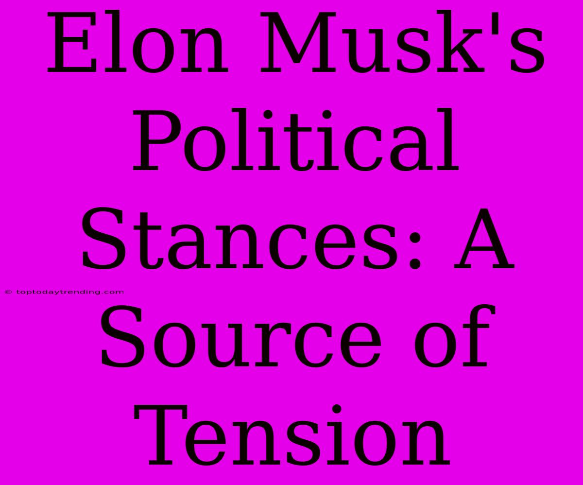 Elon Musk's Political Stances: A Source Of Tension