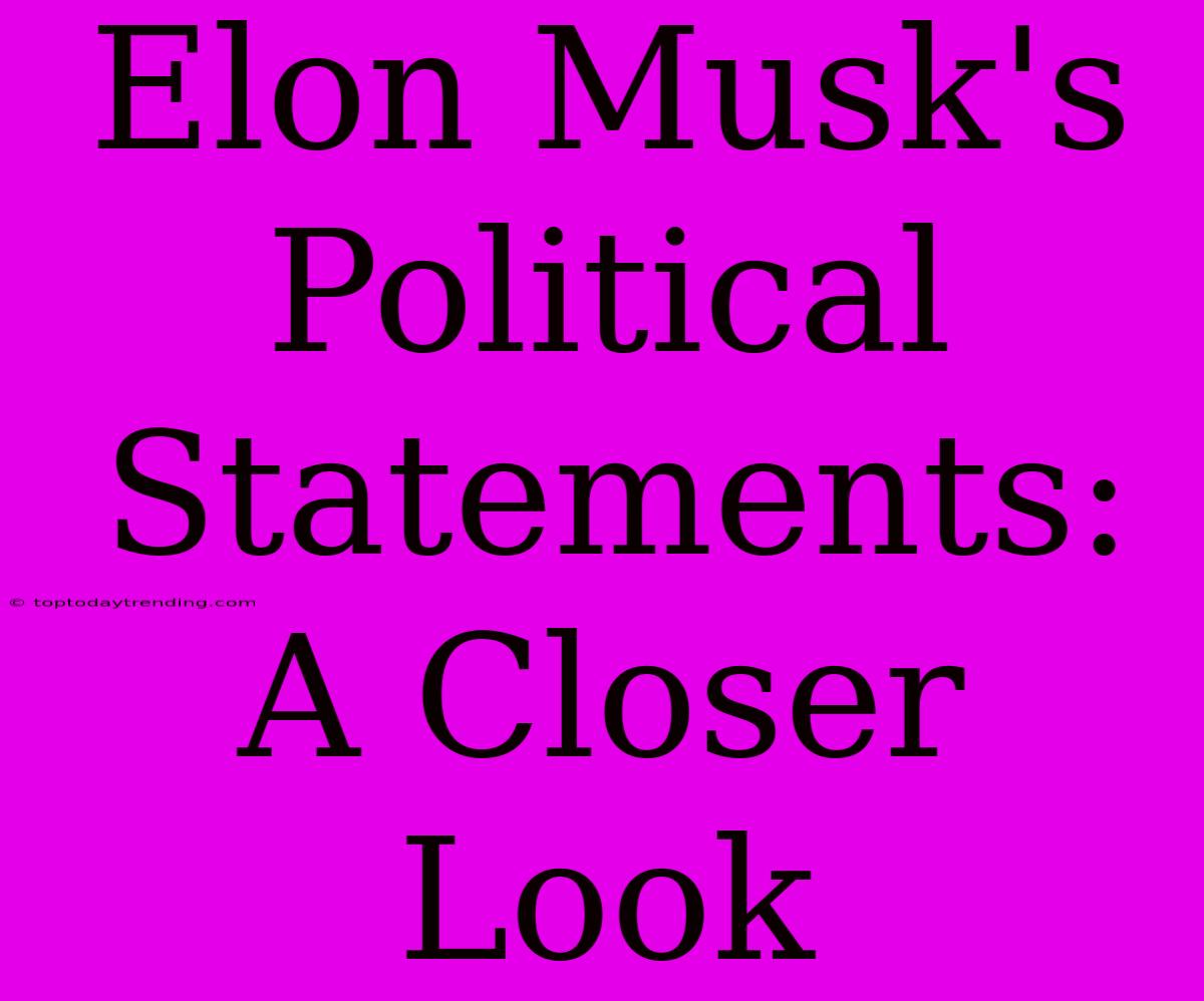 Elon Musk's Political Statements: A Closer Look