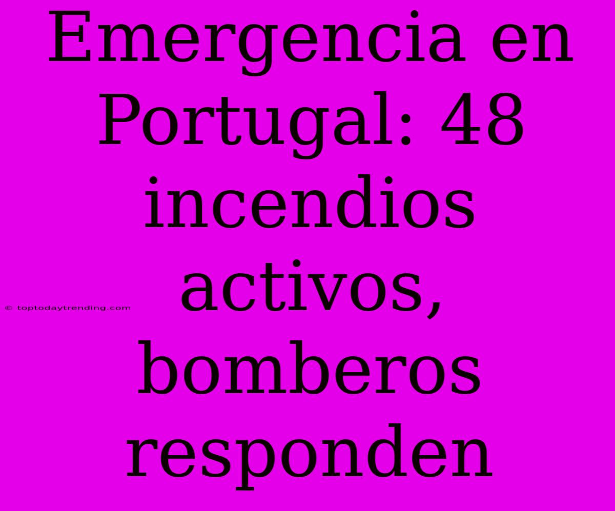 Emergencia En Portugal: 48 Incendios Activos, Bomberos Responden