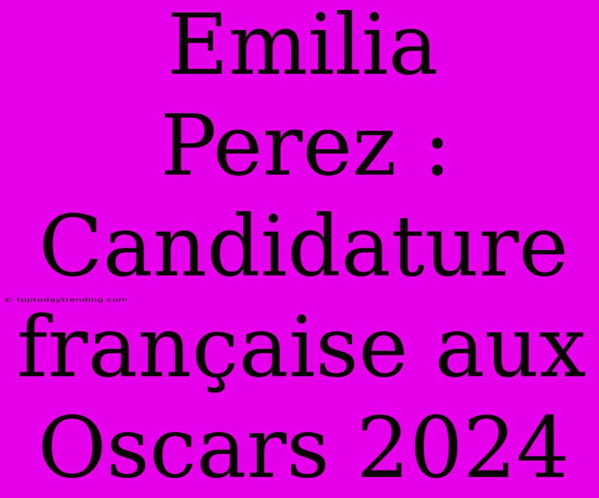 Emilia Perez : Candidature Française Aux Oscars 2024