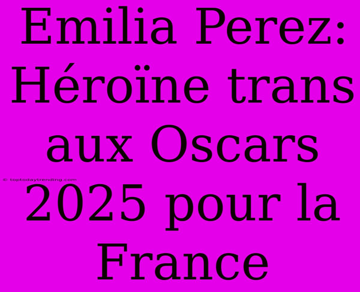 Emilia Perez: Héroïne Trans Aux Oscars 2025 Pour La France