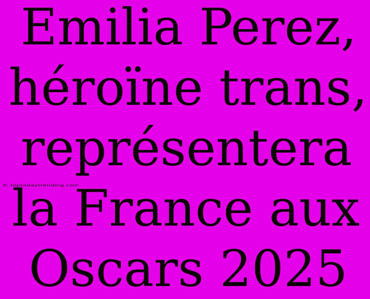 Emilia Perez, Héroïne Trans, Représentera La France Aux Oscars 2025