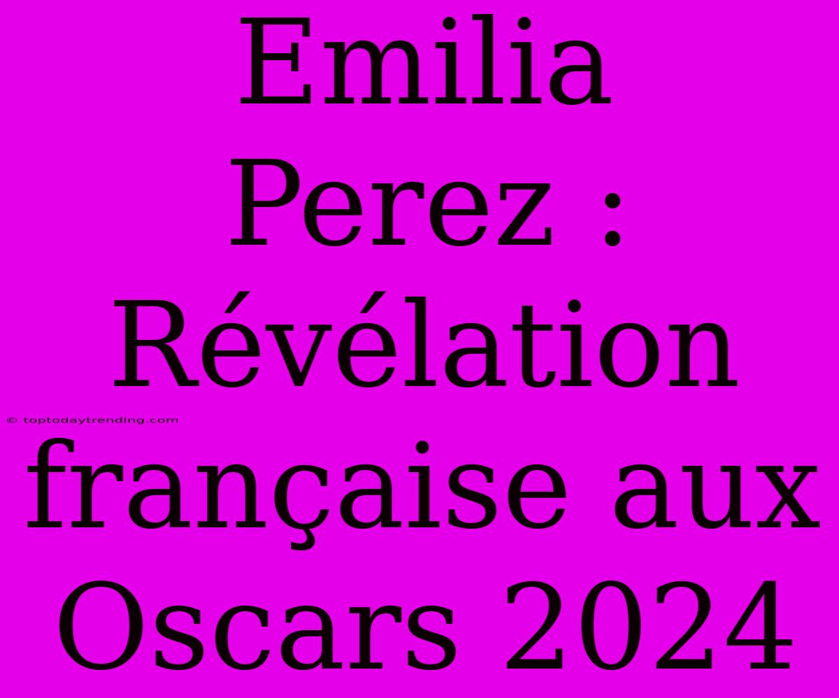 Emilia Perez : Révélation Française Aux Oscars 2024