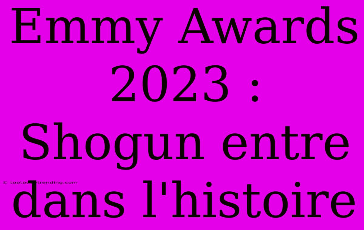 Emmy Awards 2023 : Shogun Entre Dans L'histoire