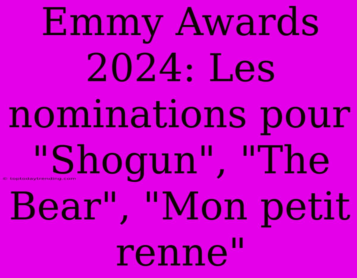 Emmy Awards 2024: Les Nominations Pour 