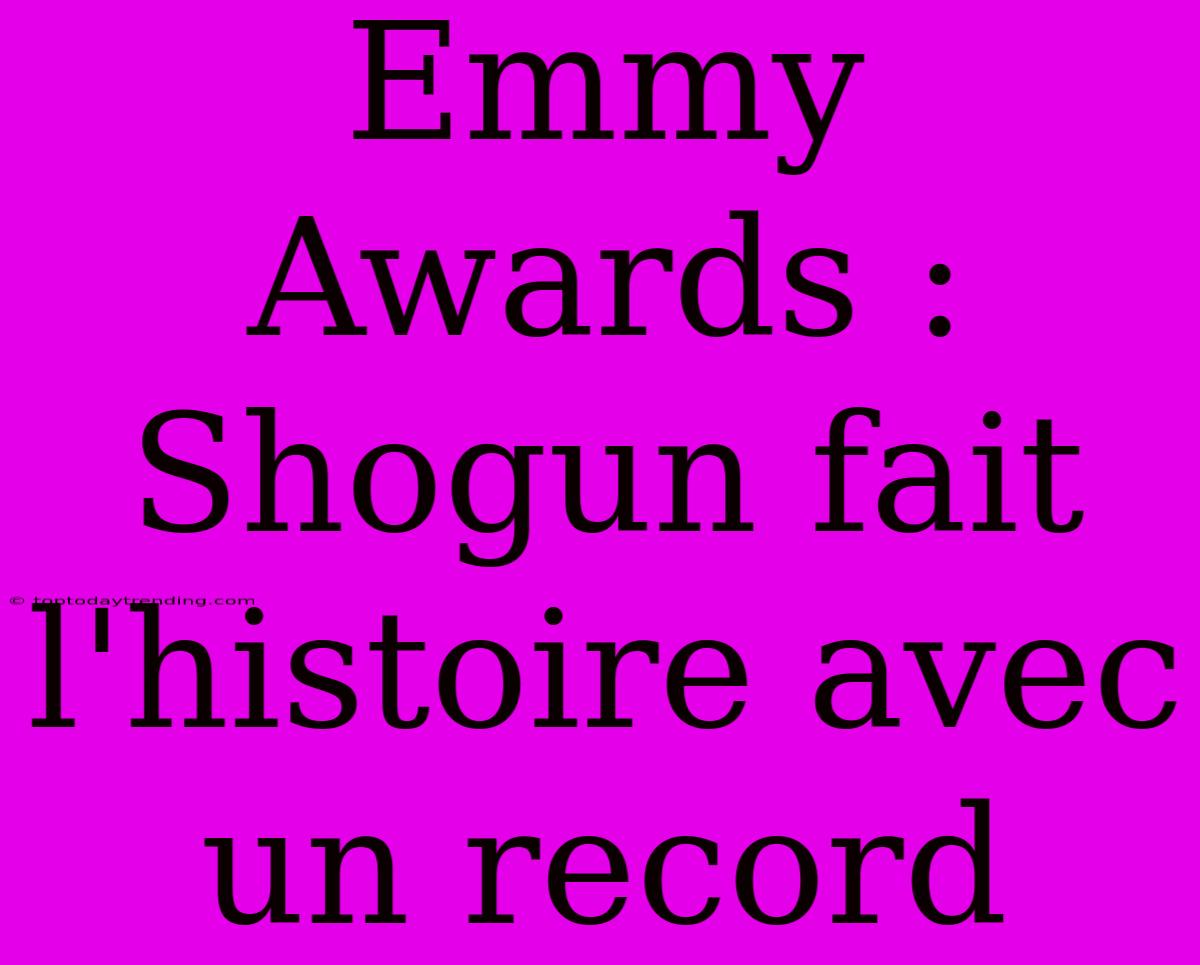 Emmy Awards : Shogun Fait L'histoire Avec Un Record