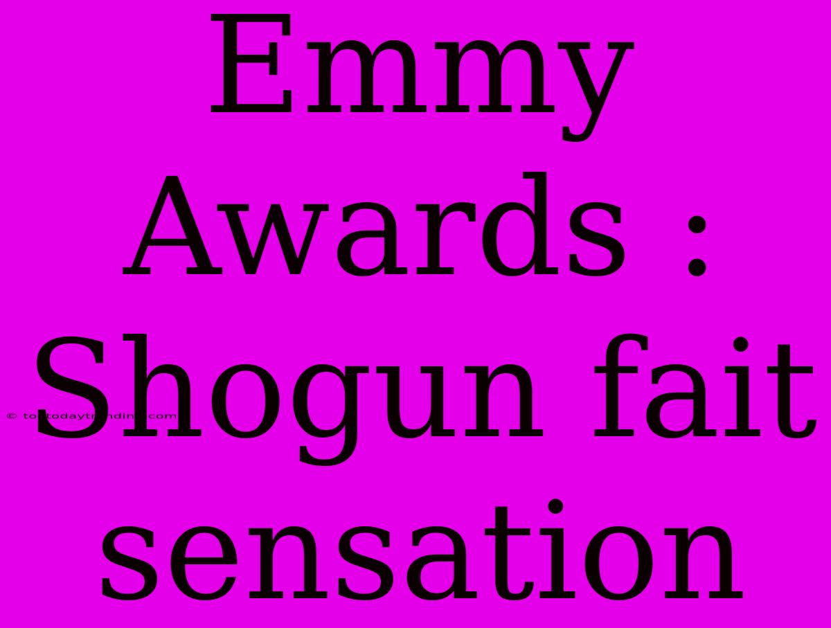 Emmy Awards : Shogun Fait Sensation