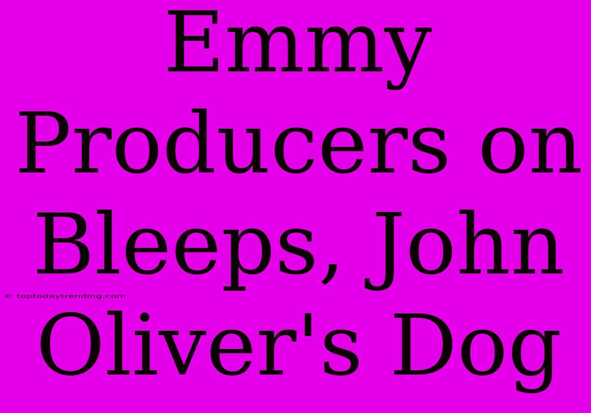 Emmy Producers On Bleeps, John Oliver's Dog