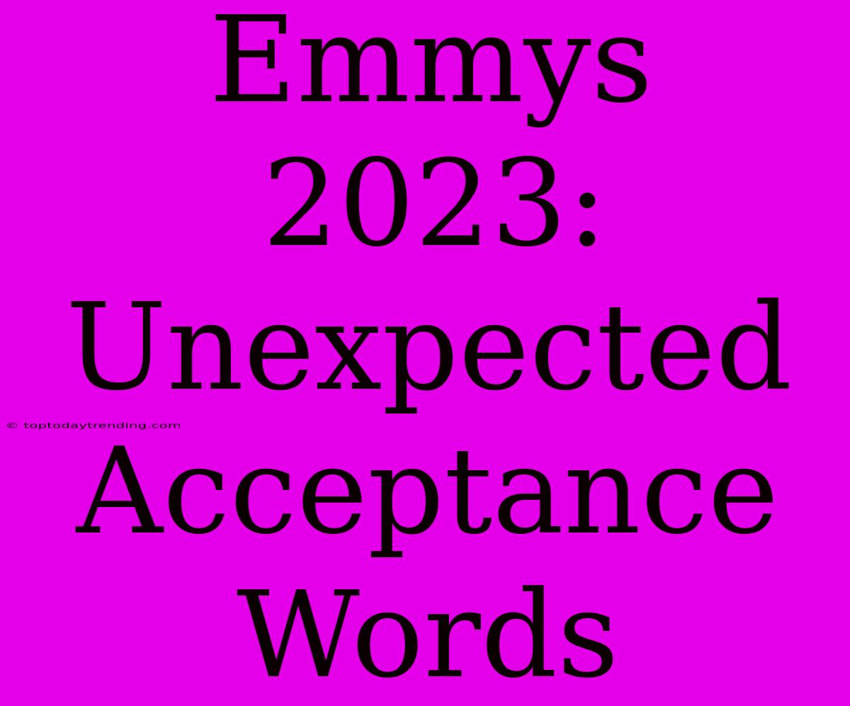 Emmys 2023: Unexpected Acceptance Words