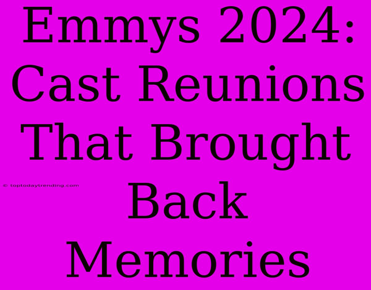 Emmys 2024:  Cast Reunions That Brought Back Memories