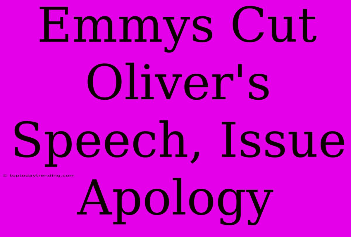 Emmys Cut Oliver's Speech, Issue Apology