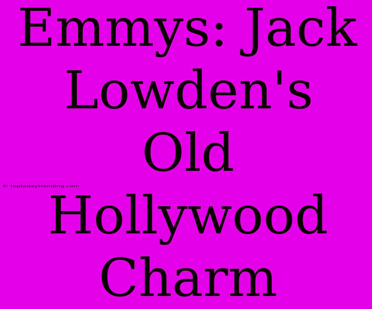 Emmys: Jack Lowden's Old Hollywood Charm