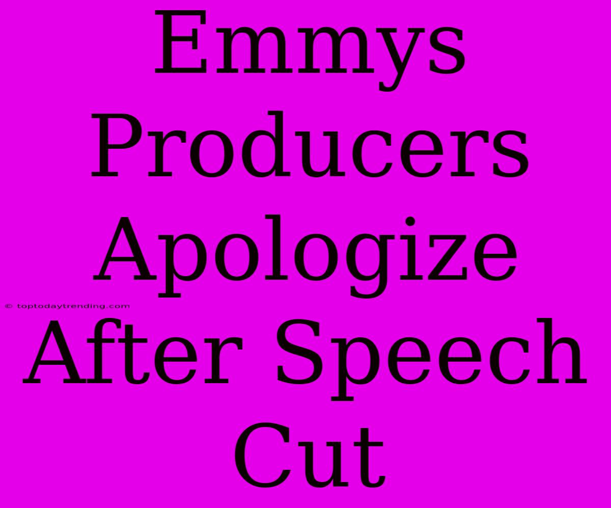 Emmys Producers Apologize After Speech Cut