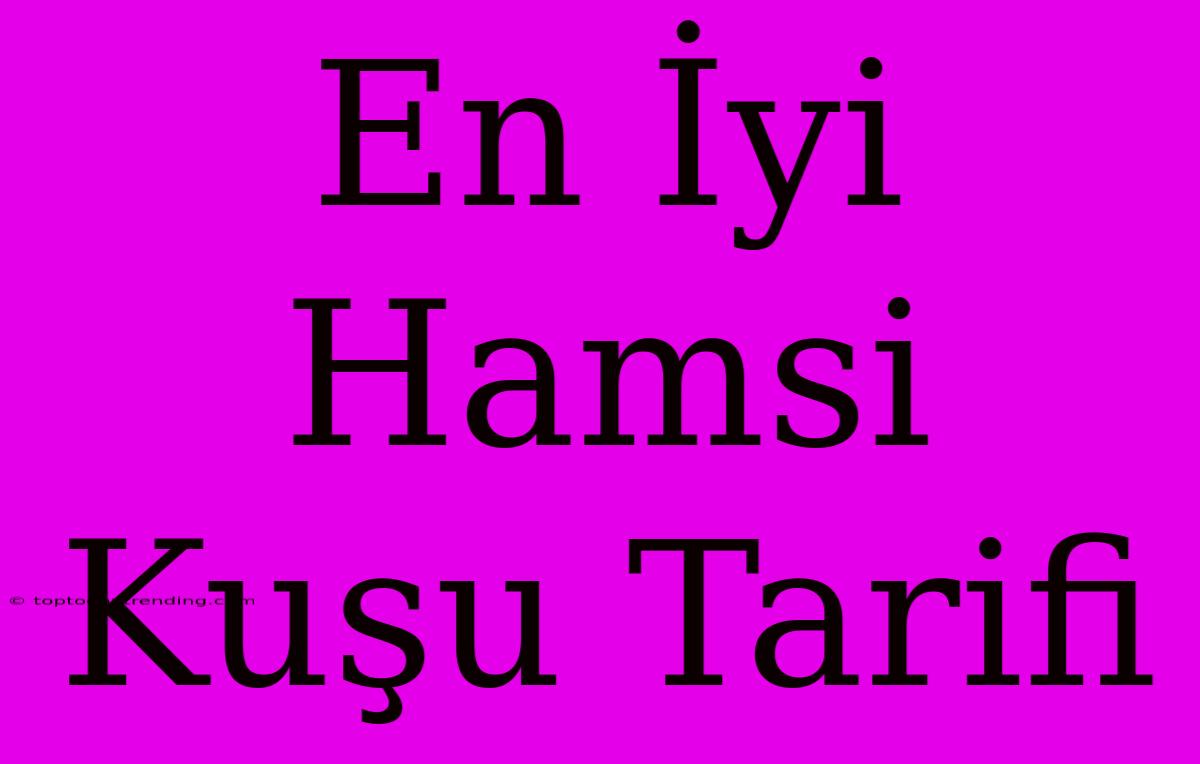 En İyi Hamsi Kuşu Tarifi