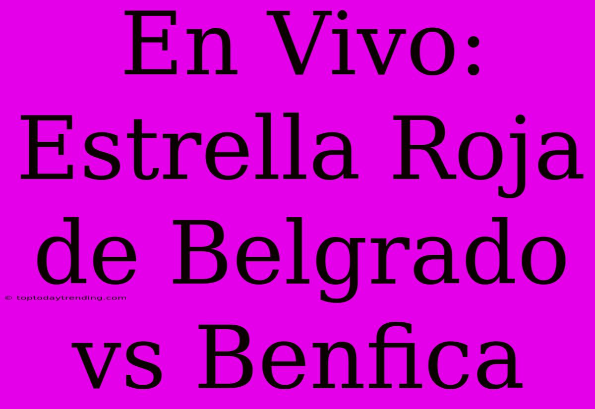 En Vivo: Estrella Roja De Belgrado Vs Benfica