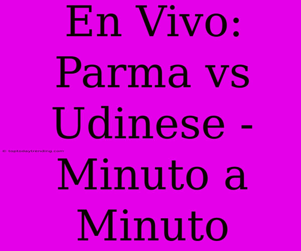 En Vivo: Parma Vs Udinese - Minuto A Minuto