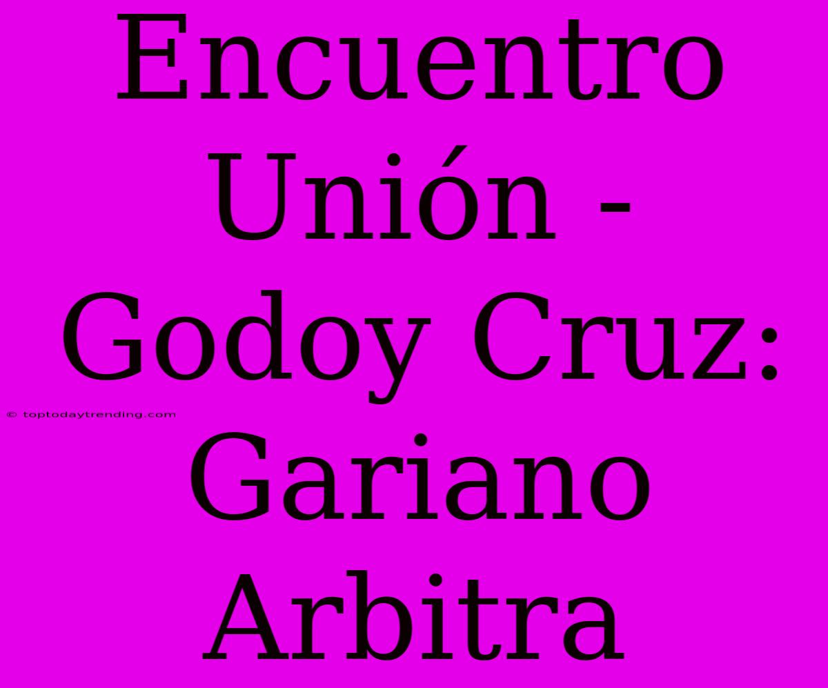 Encuentro Unión - Godoy Cruz: Gariano Arbitra