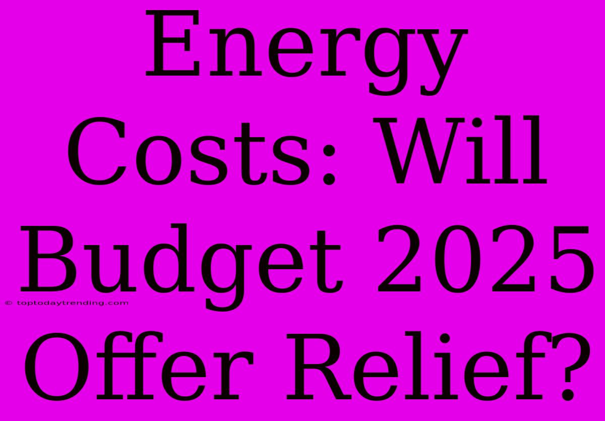 Energy Costs: Will Budget 2025 Offer Relief?