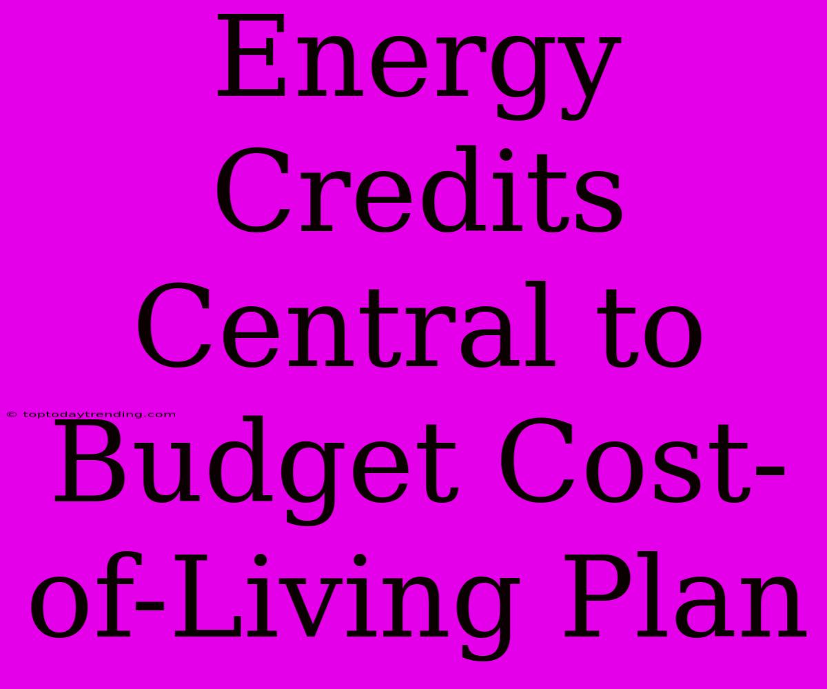 Energy Credits Central To Budget Cost-of-Living Plan