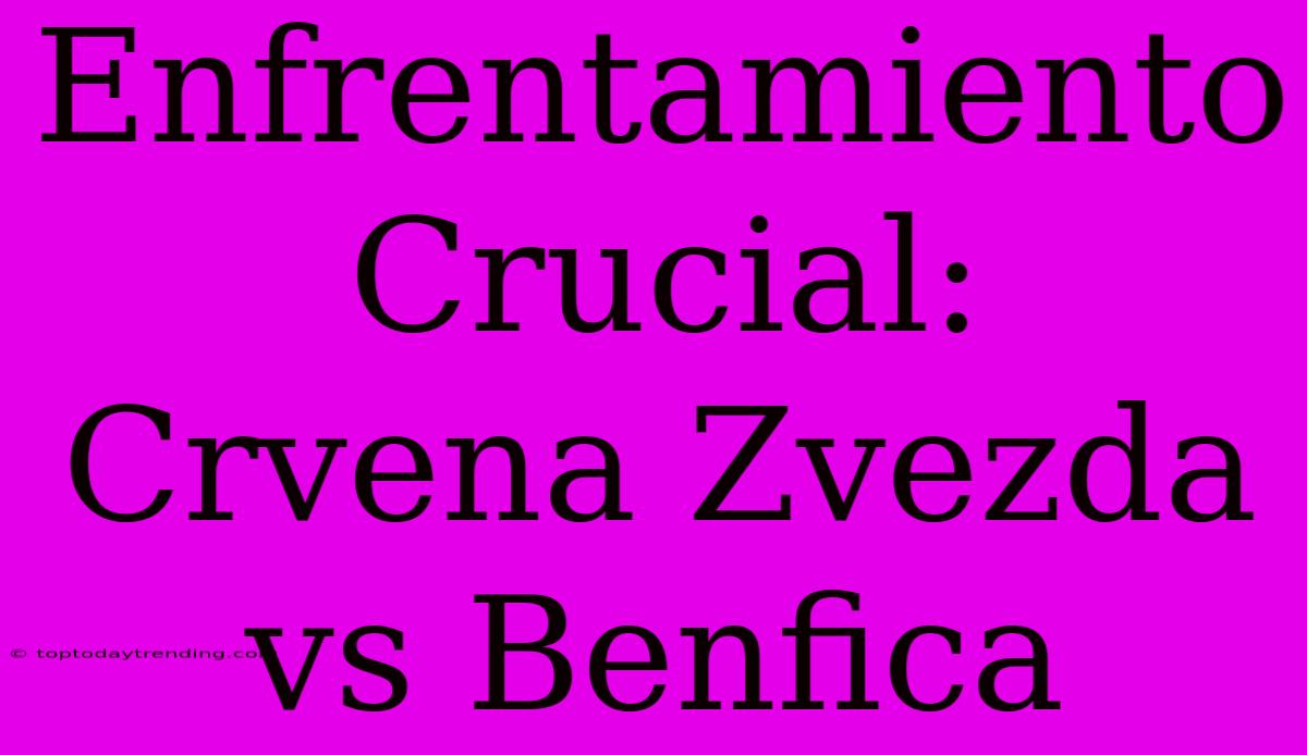 Enfrentamiento Crucial: Crvena Zvezda Vs Benfica