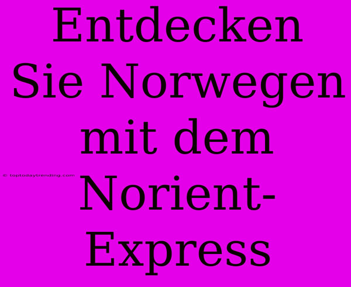 Entdecken Sie Norwegen Mit Dem Norient-Express