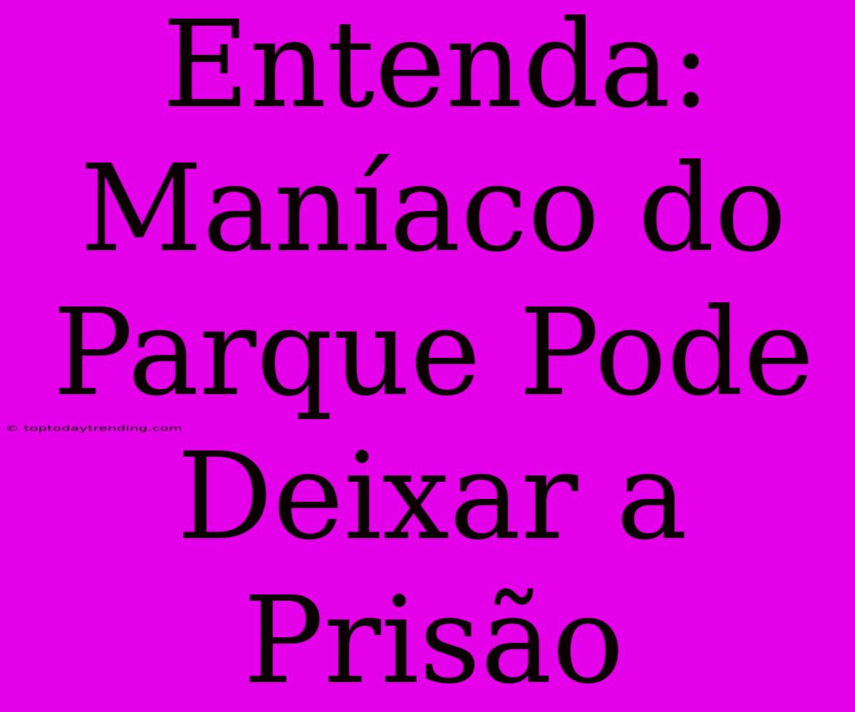 Entenda: Maníaco Do Parque Pode Deixar A Prisão