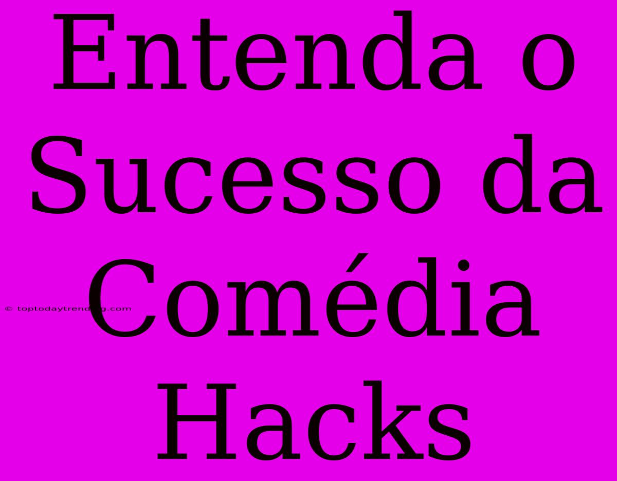 Entenda O Sucesso Da Comédia Hacks