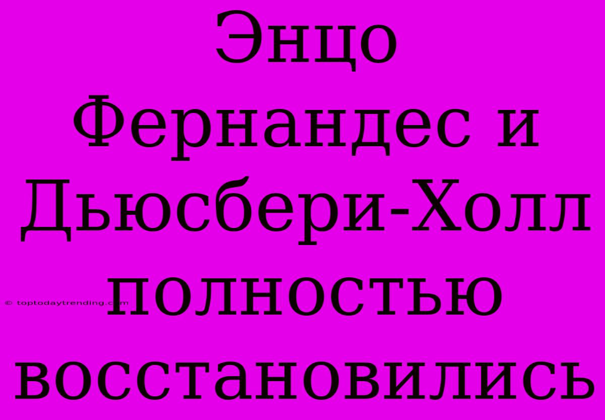 Энцо Фернандес И Дьюсбери-Холл Полностью Восстановились