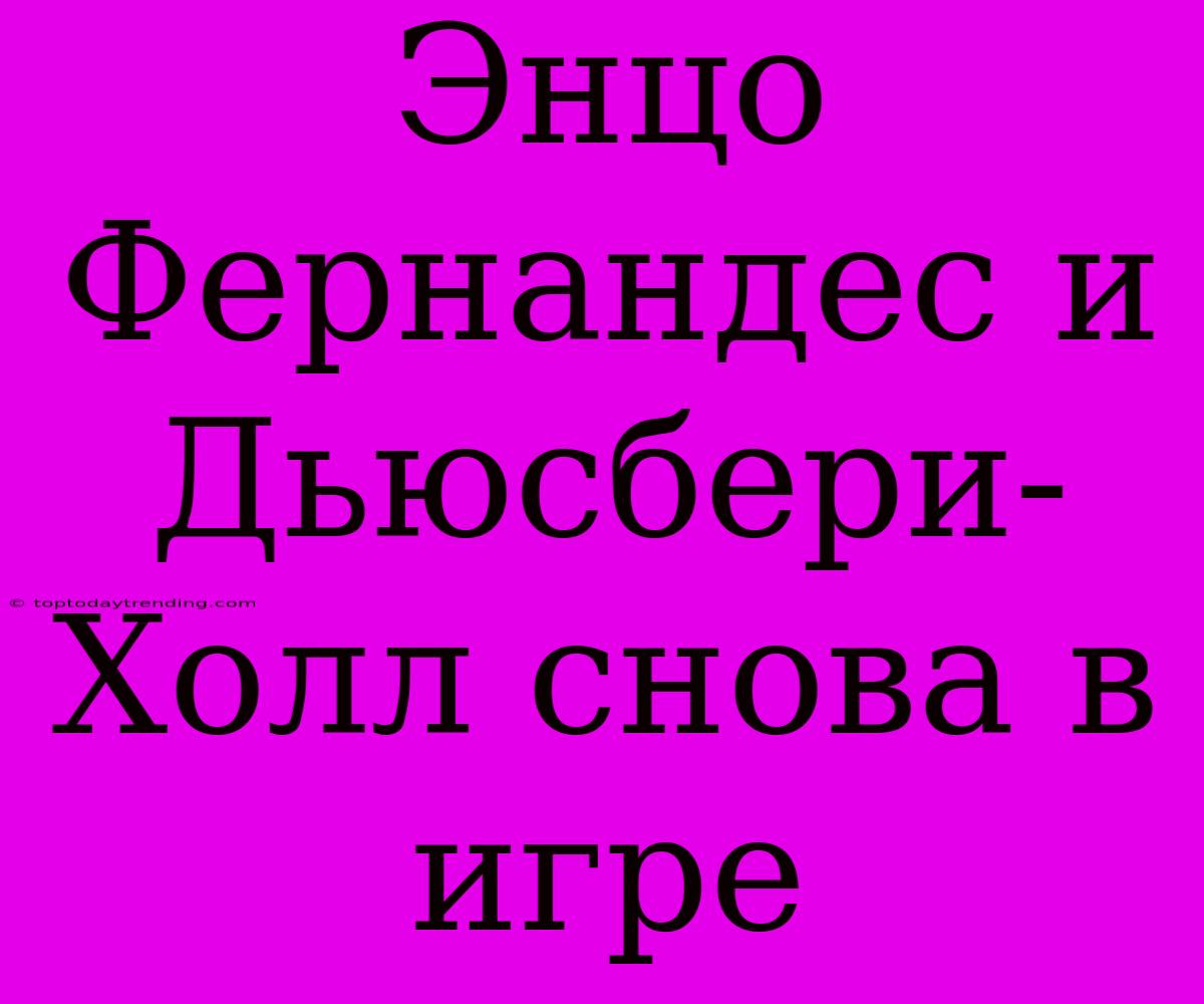 Энцо Фернандес И Дьюсбери-Холл Снова В Игре