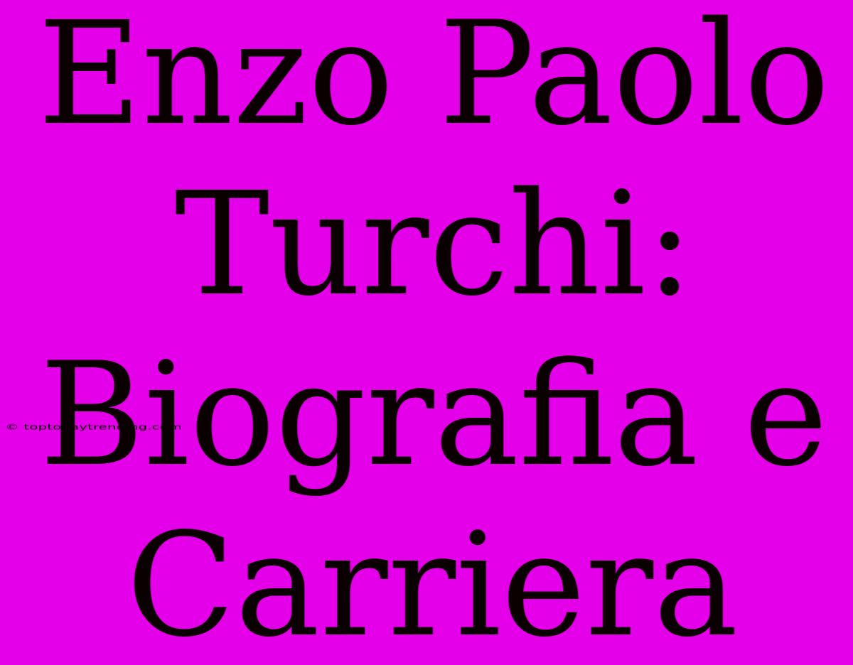 Enzo Paolo Turchi: Biografia E Carriera