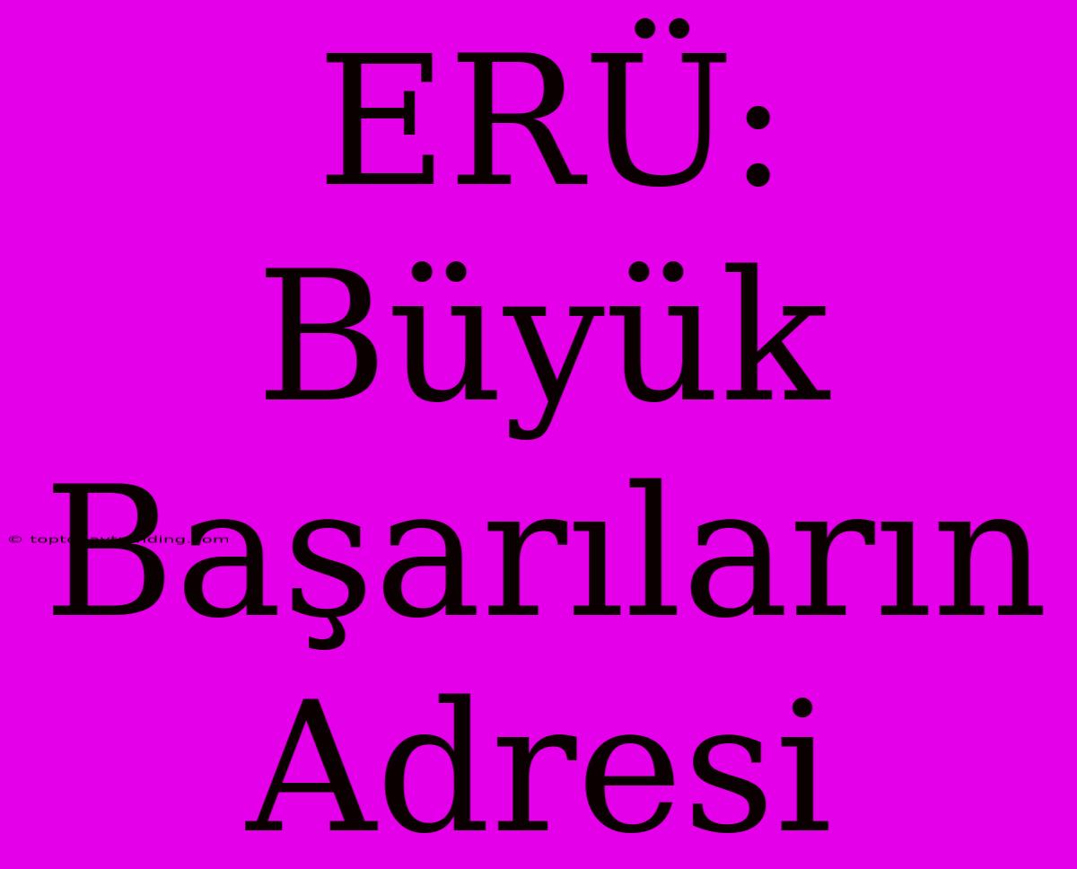 ERÜ: Büyük Başarıların Adresi