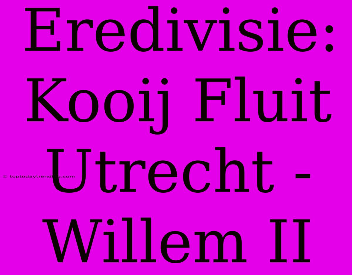 Eredivisie: Kooij Fluit Utrecht - Willem II