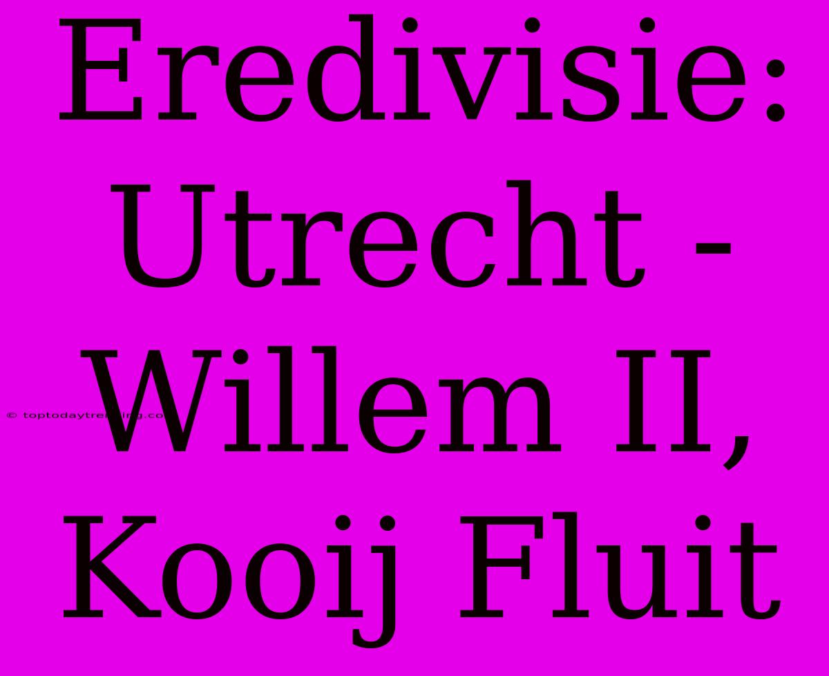 Eredivisie: Utrecht - Willem II, Kooij Fluit