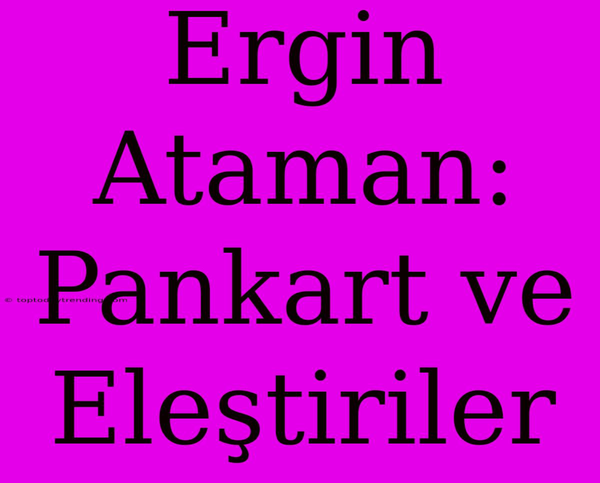 Ergin Ataman: Pankart Ve Eleştiriler