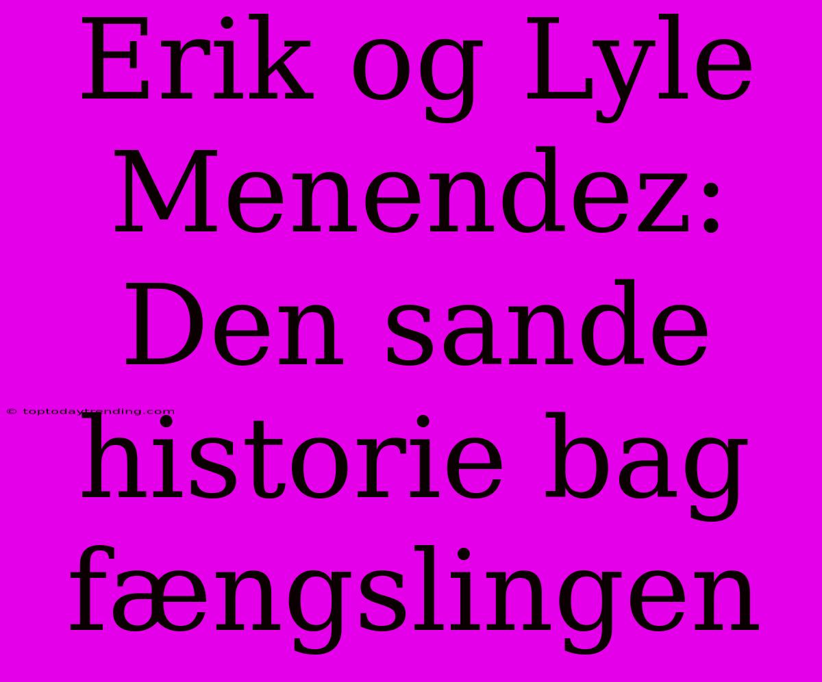 Erik Og Lyle Menendez: Den Sande Historie Bag Fængslingen