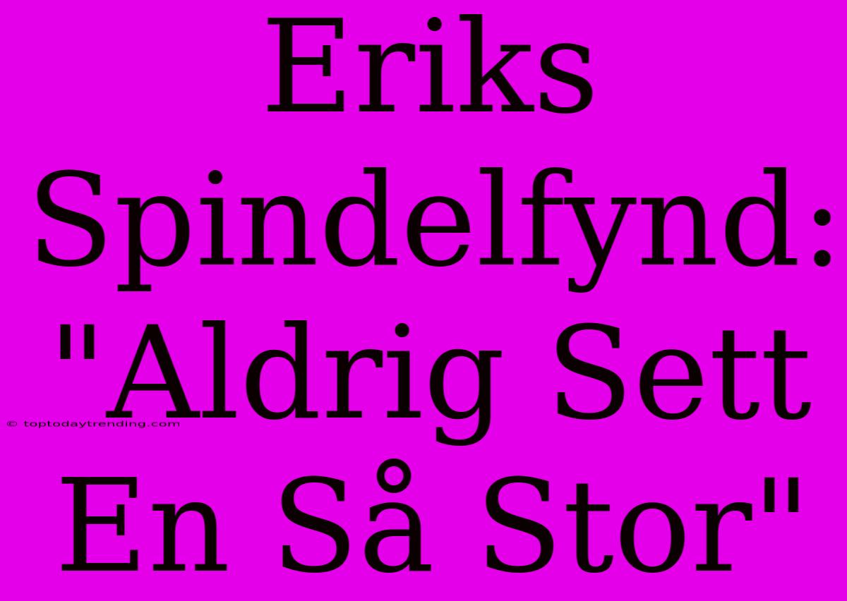 Eriks Spindelfynd: 