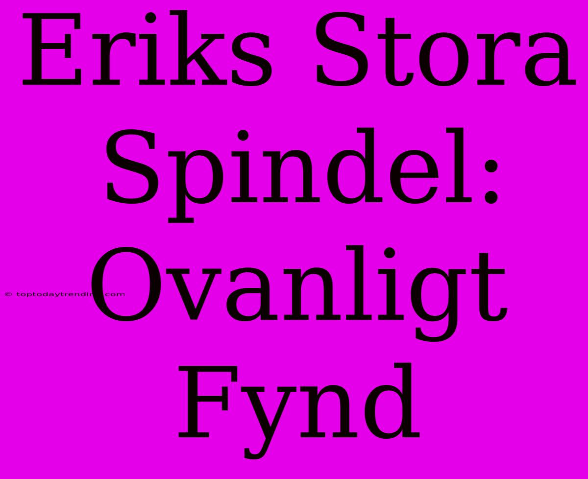 Eriks Stora Spindel: Ovanligt Fynd