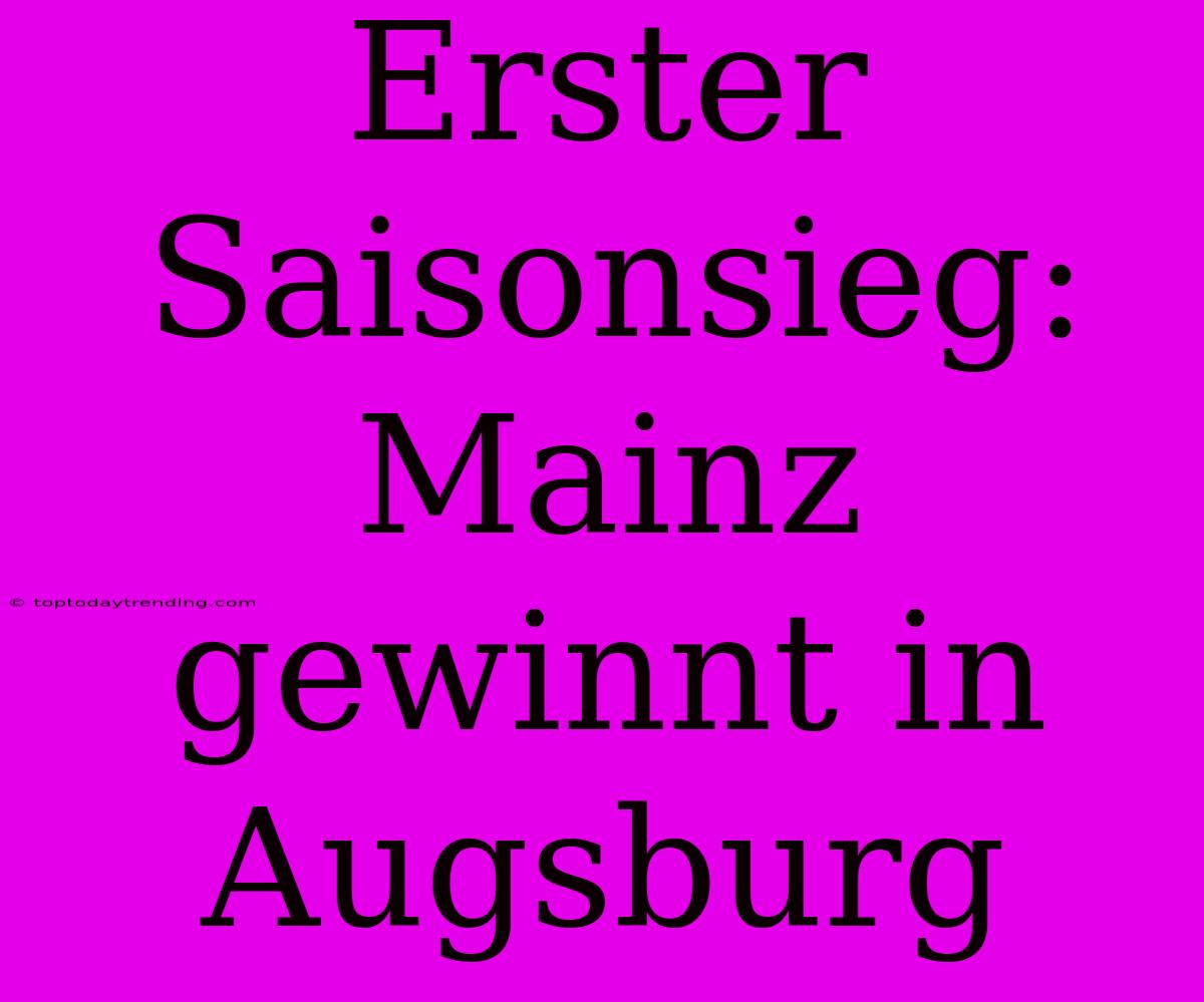 Erster Saisonsieg: Mainz Gewinnt In Augsburg