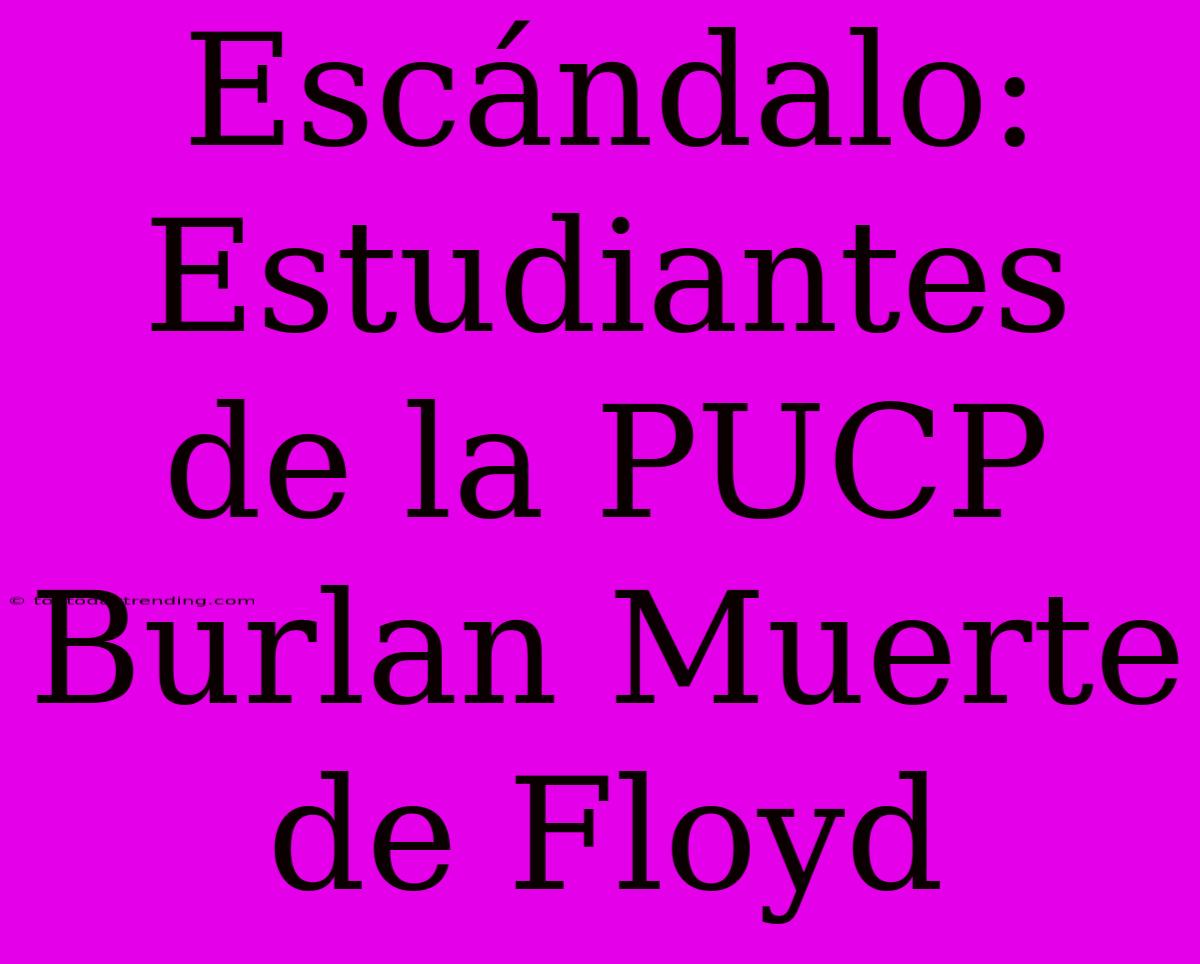 Escándalo: Estudiantes De La PUCP Burlan Muerte De Floyd