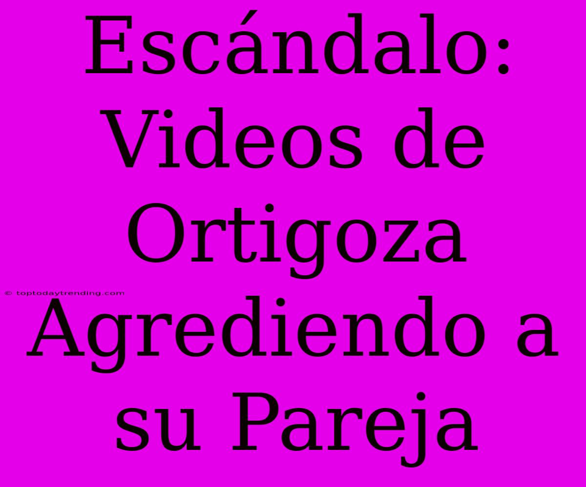 Escándalo: Videos De Ortigoza Agrediendo A Su Pareja